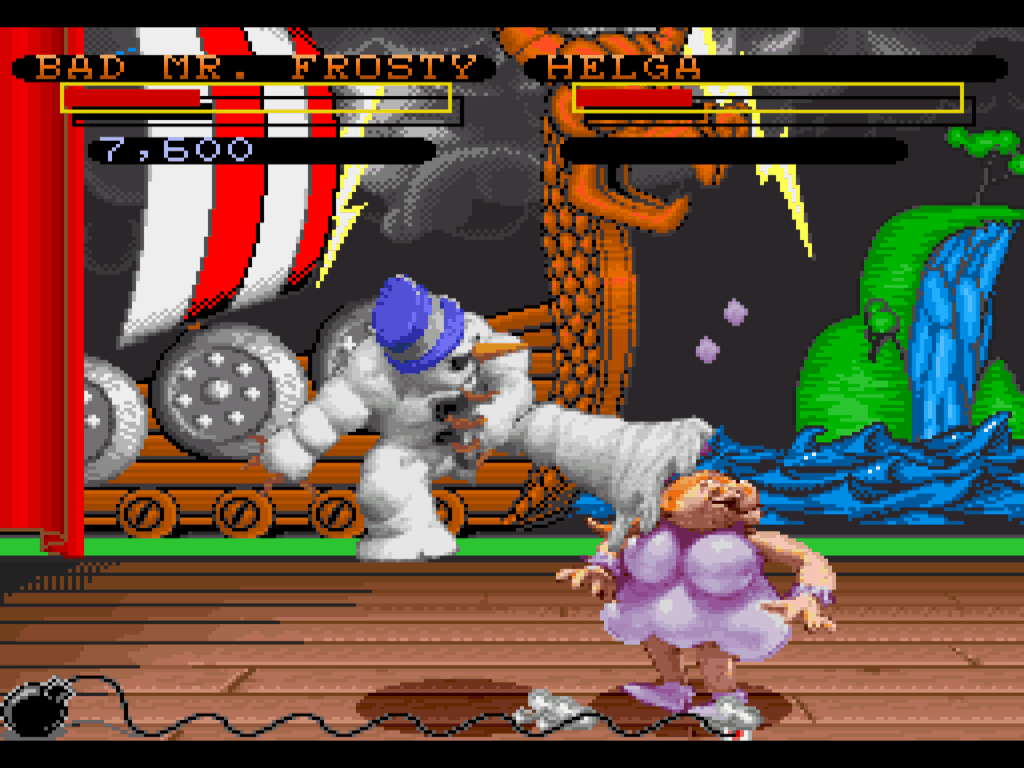 Bad Mr. Frosty deals out damage in the viking themed stage.