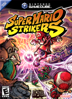 Front cover for Super Mario Strikers on the Nintendo Gamecube.