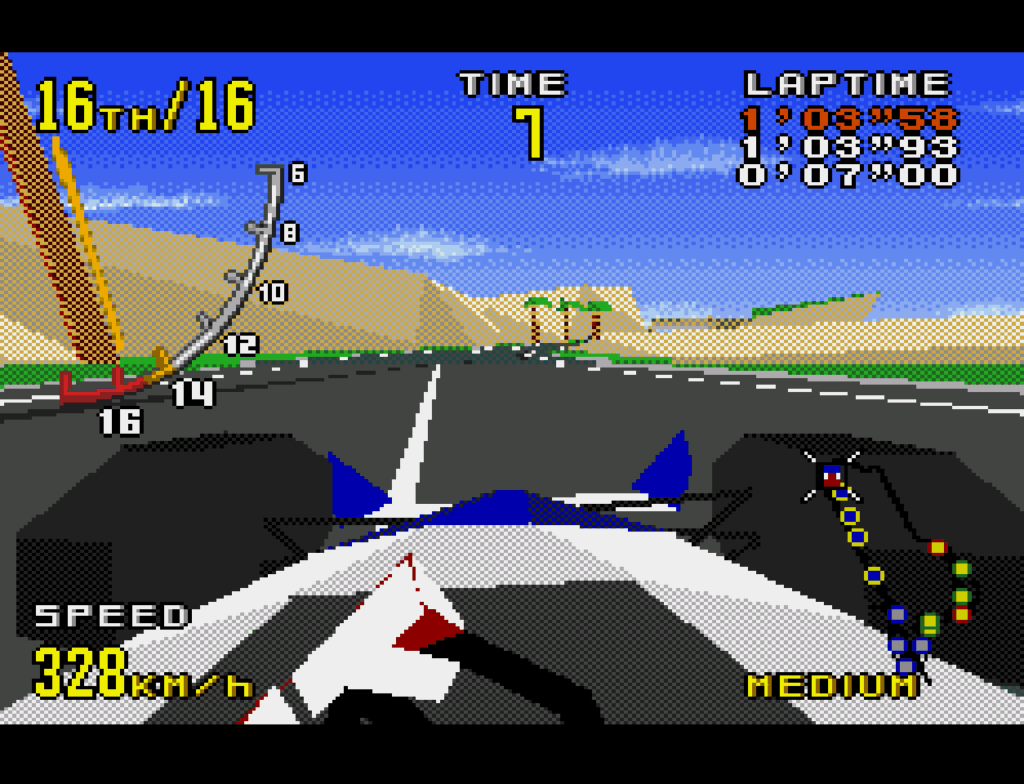 The in-game camera displays the action from a first person perspective from the driver's seat.