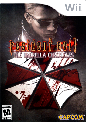 Front cover for Resident Evil: The Umbrella Chronicles on the Nintendo Wii.