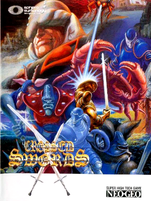 Front cover for Crossed Swords on the Neo Geo.