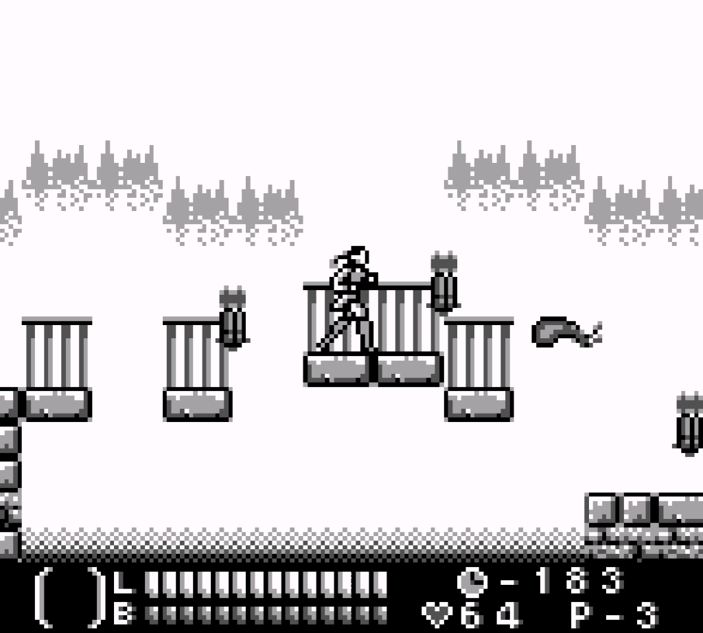 Sonia Belmont dodges flames while moving across platforms suspended in the sky.