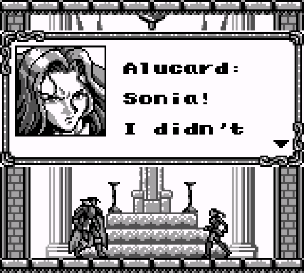 A dialogue sequence near the end of the game between Sonia Belmont and Alucard.