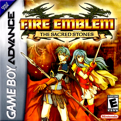 Front cover for Fire Emblem: The Sacred Stones on the Game Boy Advance.