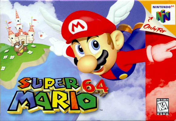 Front cover for Super Mario 64 on the Nintendo 64.