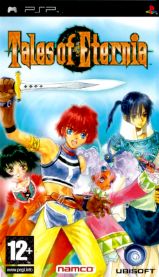 Front cover for Tales of Eternia on the Sony PSP.