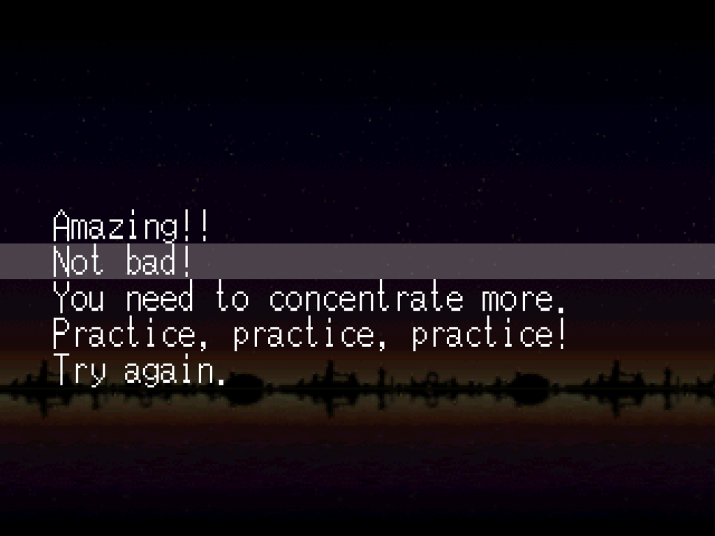 Text ranking the player's performance at the conclusion of a stage.