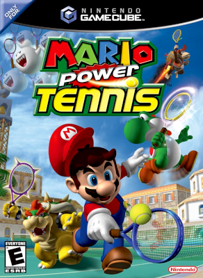 Front cover for Mario Power Tennis on the Nintendo Gamecube.