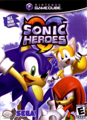 Front cover for Sonic Heroes on the Nintendo Gamecube.