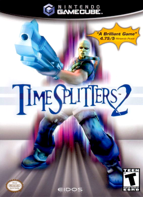 Front cover for Timesplitters 2 on the Nintendo Gamecube.