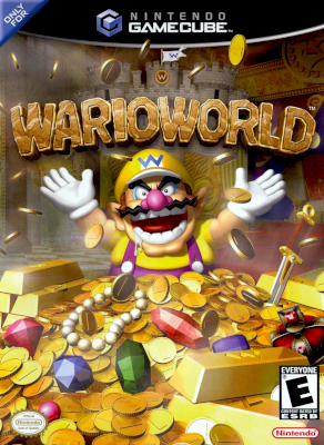 Front cover for Wario World on the Nintendo Gamecube.