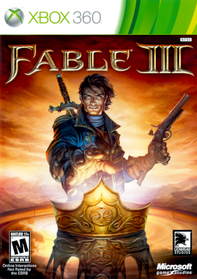 Front cover for Fable III on the Xbox 360.