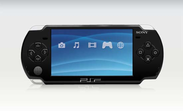 The Black version of the Sony PSP console.