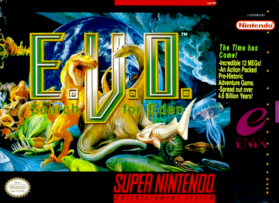 Front cover for E.V.O.: Search for Eden on the Super Nintendo.