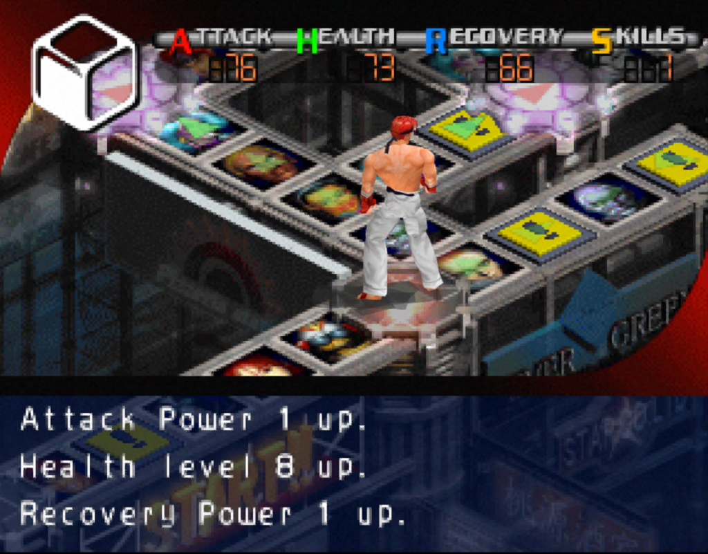 The player gains a level on the board in Fighter's Arena.