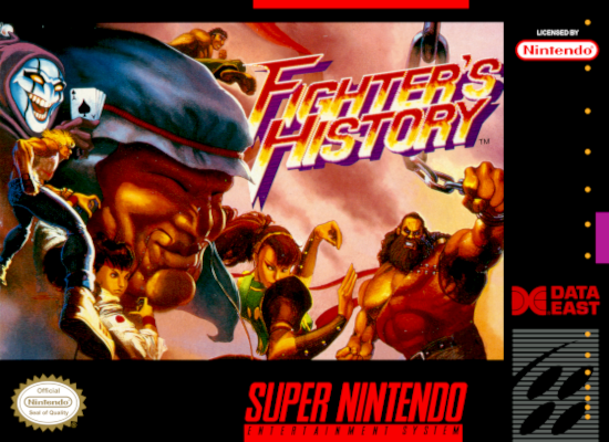 Front cover for Fighter's History on the Super Nintendo.