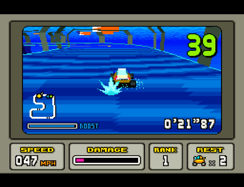 A race through an underwater tunnel.