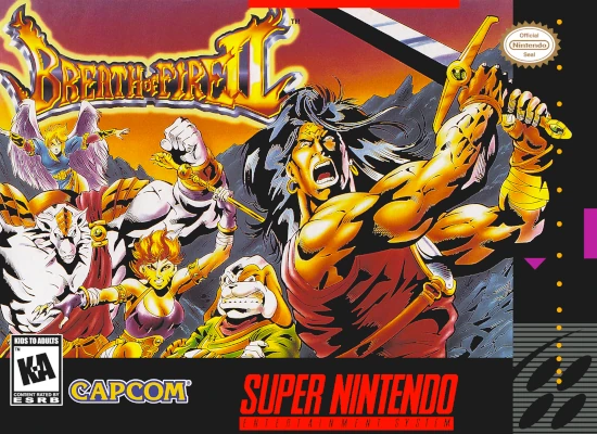 Front cover for Breath of Fire II on the Super Nintendo.