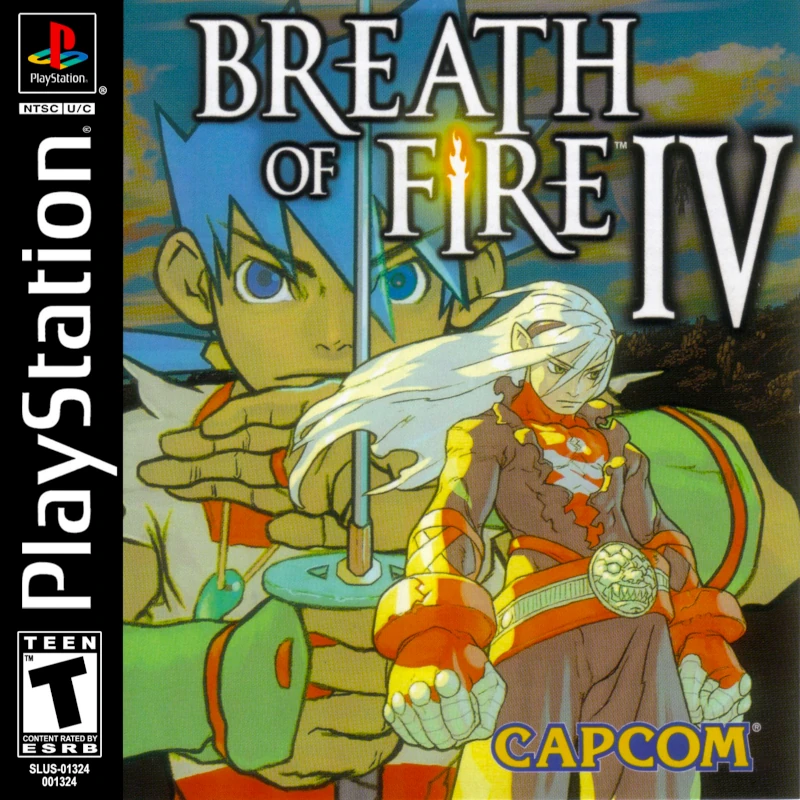 Front cover for Breath of Fire IV on the Sony PlayStation.