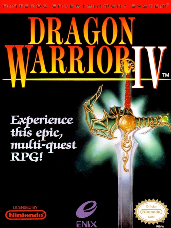 Front cover for Dragon Warrior IV on the Nintendo Entertainment System.