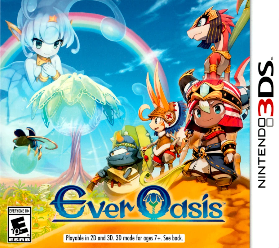 Front cover for Ever Oasis on the Nintendo 3DS.