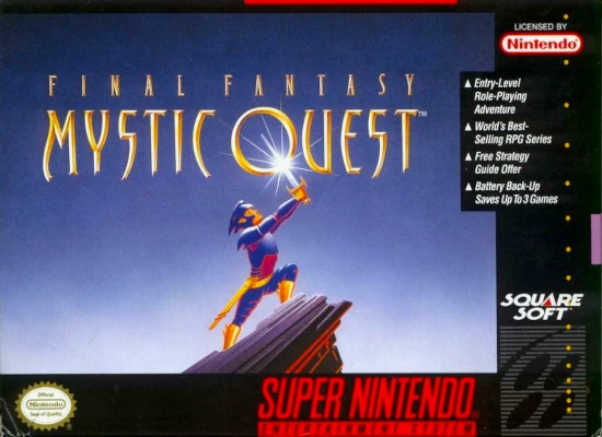 Front cover for Final Fantasy: Mystic Quest on the Super Nintendo.