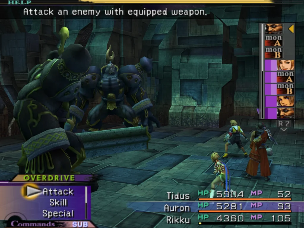 A late game battle against a mechanical enemy.