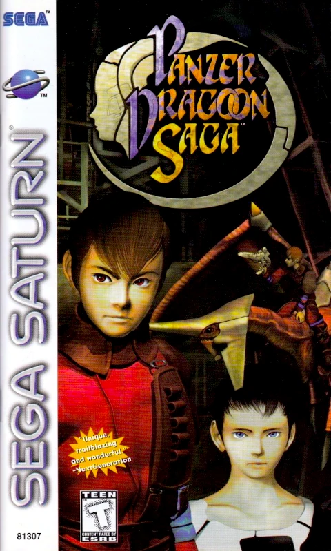 Front cover for Panzer Dragoon Saga on the Sega Saturn.