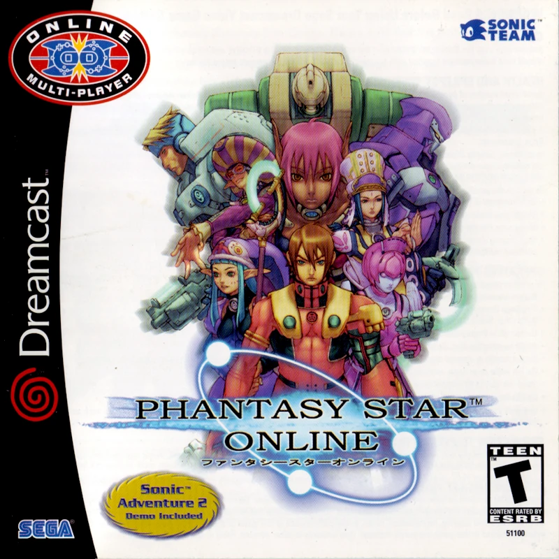 Front cover for Phantasy Star Online on the Sega Dreamcast.