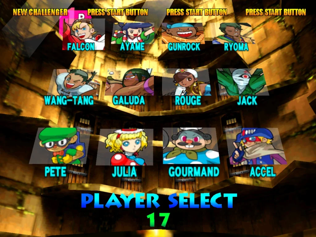 The character roster in Power Stone 2.