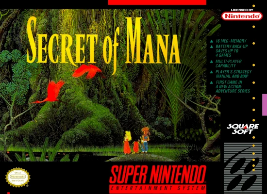 Front cover for Secret of Mana on the Super Nintendo.