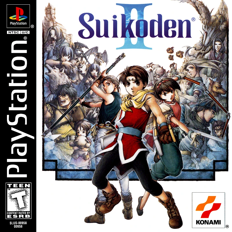Front cover for Suikoden II on the Sony PlayStation.