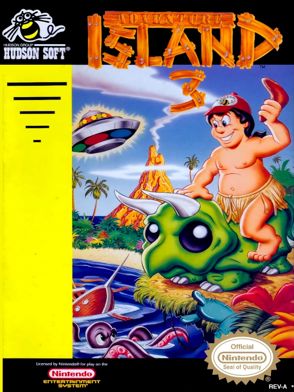 Front cover for Adventure Island 3 on the Nintendo Entertainment System.