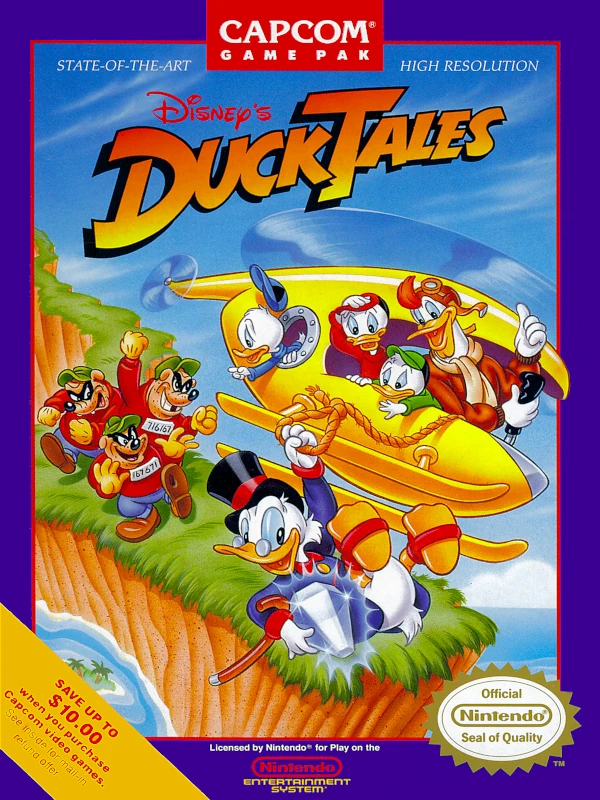 Front cover for Ducktales on the Nintendo Entertainment System.