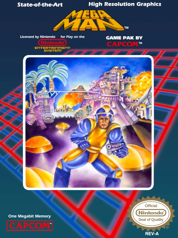 Front cover for Mega Man on the Nintendo Entertainment System.