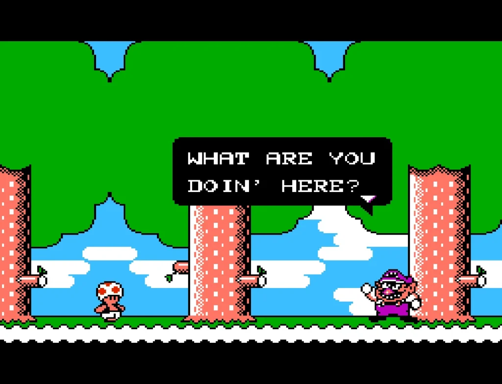 Wario speaks to Toad near the beginning of the game.